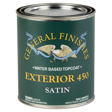 GENERAL FINISHES 1 Qt Clear Exterior 450 Topcoat Water-Based Topcoat, Satin QXS